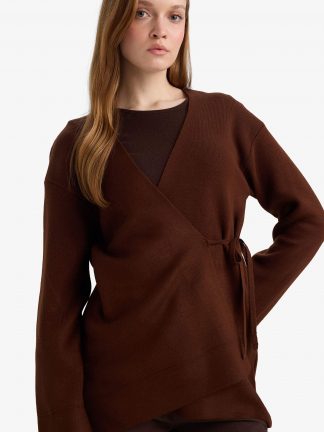 ژاکت زنانه قهوه ای دفکتو تصویر ۱