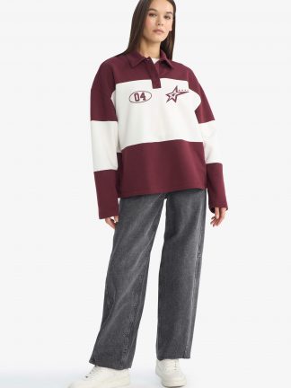 سویشرت زنانه زرشکی دفکتو تصویر ۱