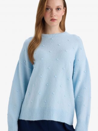 پلیور زنانه آبی روشن دفکتو تصویر ۱