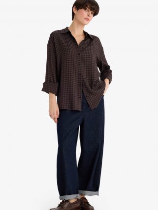 شومیز زنانه قهوه ای روشن دفکتو تصویر ۱