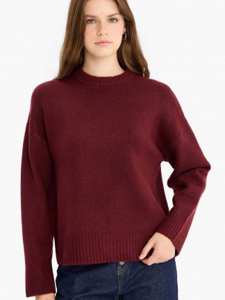 پلیور زنانه زرشکی دفکتو تصویر ۱