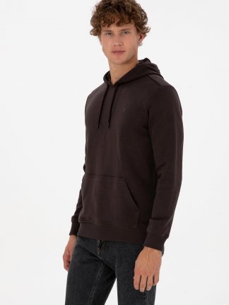 هودی مردانه قهوه ای تیره یو اس پولو