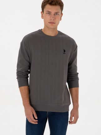 سویشرت مردانه خاکستری تیره یو اس پولو