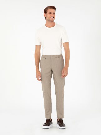 شلوار پارچه ای مردانه قهوه ای روشن پیرکاردین