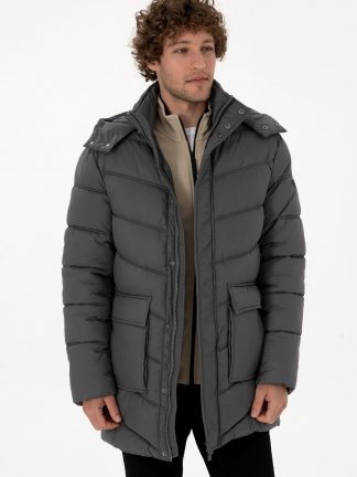 کاپشن مردانه خاکستری یو اس پولو