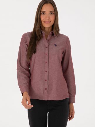 شومیز زنانه زرشکی یو اس پولو