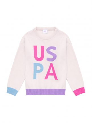 پلیور دخترانه کرم یو اس پولو تصویر ۱