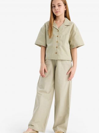 شومیز دخترانه نعنایی دفکتو تصویر ۱