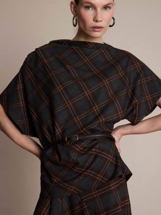 بلوز زنانه قهوه ای دفکتو تصویر ۱