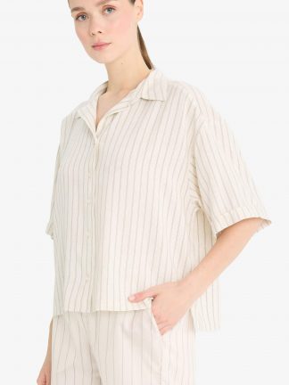 شومیز زنانه بژ دفکتو تصویر ۱