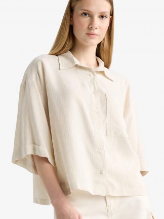 شومیز زنانه بژ دفکتو تصویر ۱